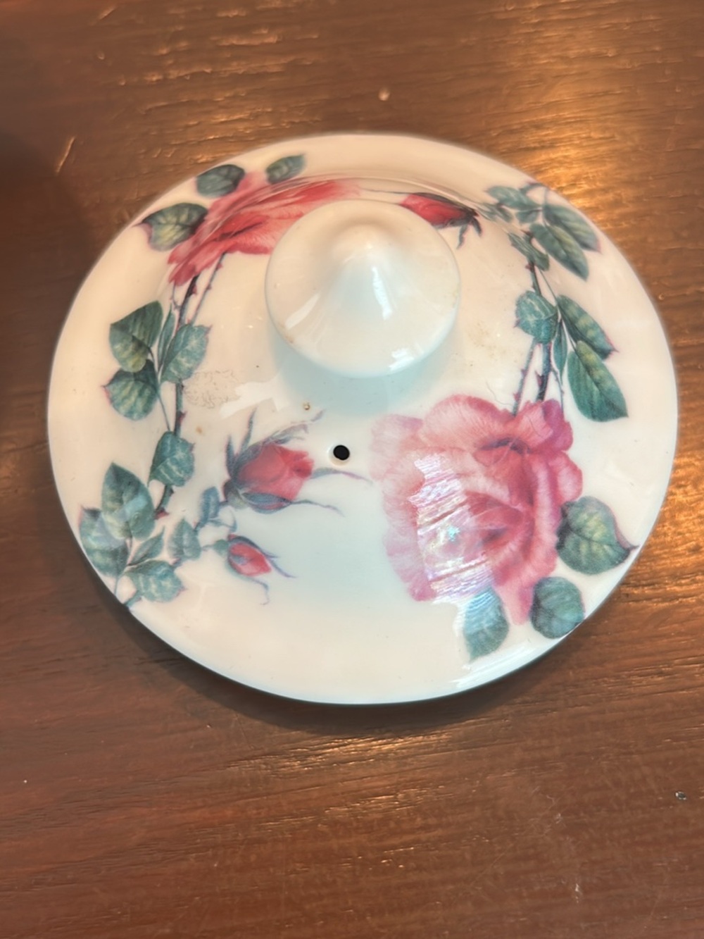 English Rose Porcelain Teapot with Pink Rose Motif - Picture 4 of 5